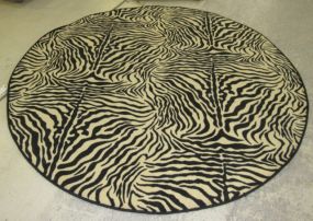 Machine Made Zebra Print Round Area Rug