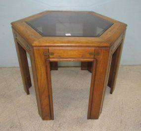 Contemporary Octagon Glass Top Side Table