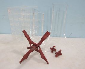 Plastic Containers and Two Plastic Plate Racks