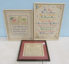 Three Needleworks Framed Samplers