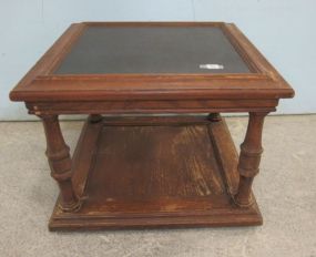 Pair of Contemporary Weathered Oak Two Tier End Table