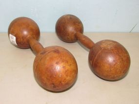 Two Vintage Wood Dumb Bells