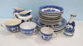 Assorted Blue and White Pottery Dinnerware