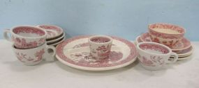 Red and White China Plates