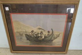 Vintage European Boat and Family Print
