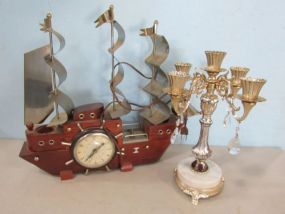 United Ship Clock and Metal Candle holder