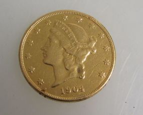 1904 Liberty Head Double Eagle $20 Gold Coin