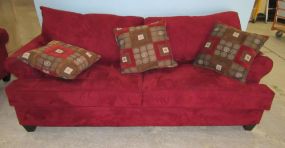 Modern Red Micro Suede Two Cushion Sofa