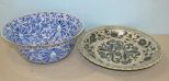 Blue and White Center Bowl, Blue and White Chinese Platter