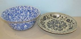 Blue and White Center Bowl, Blue and White Chinese Platter