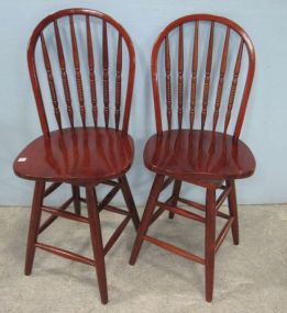 Two Mahogany Spindle Back Bar Stools