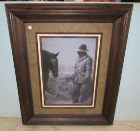 Framed Large Print of Cowboy and His Horse