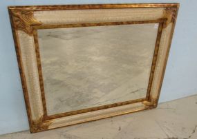 Modern Gold and White Distressed Wall Mirror