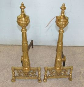 Pair of Ornate Brass Andirons