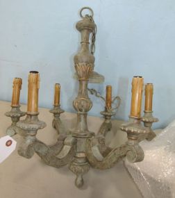 Modern Distressed Painted Six Arm Chandelier