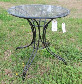 Metal Round Glass Top Patio Table