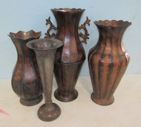 Three Metal Decorative Rustic Vases