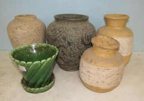 Five Pottery Decor Vases