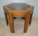 Contemporary Octagon Glass Top Side Table