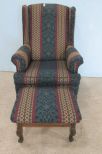Upholstered Wing Back Chair and Ottoman