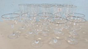 Eighteen Silver Rim Clear Glass Glasses