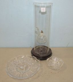 Glass Lantern Tube, Pressed Glass Divided Dish, Cut Glass Candy Dish