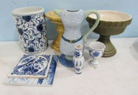 Delft Pottery, Haeger Compote, and Pottery