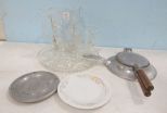 Press Glass Pitcher, Tray, Small Pitcher, Krumkake Iron