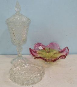 Pressed Glass Compote Container, Pressed Glass Dish, Pier 1 Art Glass Centerpiece