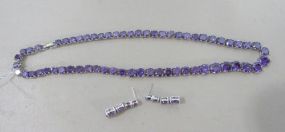 Amethyst Colored Stone Necklace and Earrings