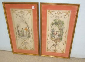 Pair of European Lady and Gent Print Panels