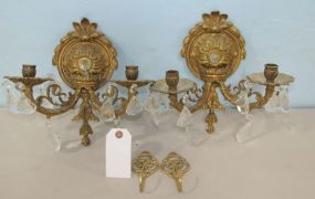 Pair of Ornate Brass Wall Sconces