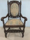 Heavily Carved English Barely Twist Hall Chair
