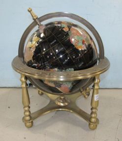 Modern Black Onyx Gem Stone Globe