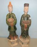 Pair of Large Chinese Sancai Glazed Tomb Figures