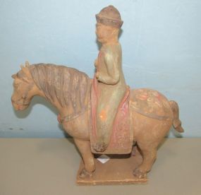 Tang Dynasty Style Tomb Pottery Horse and Rider