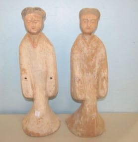 Pair of Large Chinese Han Style Pottery Tomb Figures