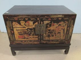 Japanese Black Lacquer Two Door Chest