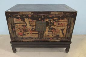 Japanese Black Lacquer Two Door Chest