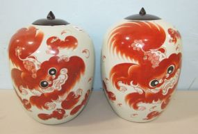 Pair of Asian Style Ceramic Ginger Jars