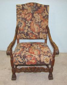 Antique English Upholstered Hall Chair