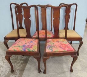 Five Antique Queen Anne Style Dining Chairs