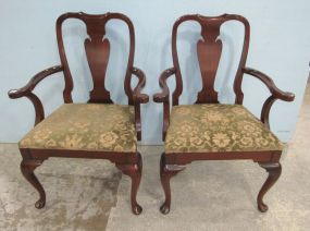 Pair of Modern Queen Anne Style Arm Chairs