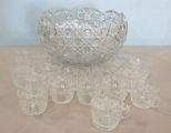 Pressed Glass Punch Bowl Set