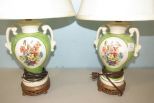 Pair of Hand Painted Floral Vases