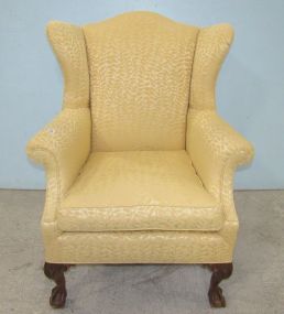 Upholstered Wing Back Claw Foot Chair