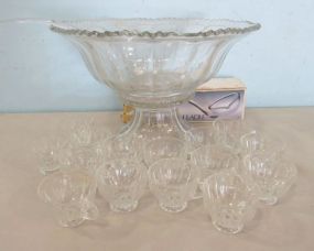 Vintage Glass Punch Bowl and Cups