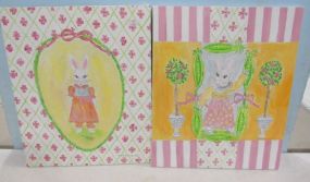 Pair of Rabbit Paintings On Canvas
