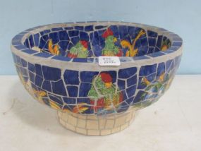 Modern Mosaic Parrot Design Pedestal Bowl