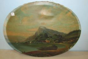 Antique Oval Oil Painting on Canvas